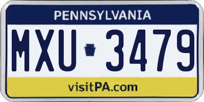 PA license plate MXU3479