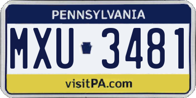 PA license plate MXU3481