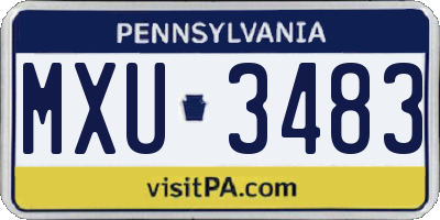 PA license plate MXU3483