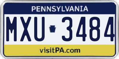 PA license plate MXU3484