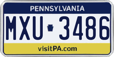 PA license plate MXU3486