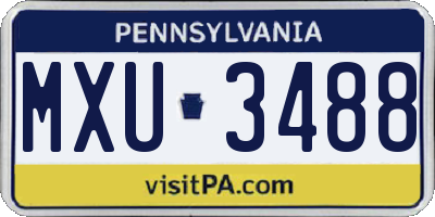 PA license plate MXU3488