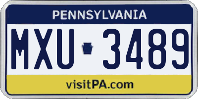 PA license plate MXU3489