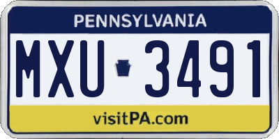 PA license plate MXU3491