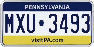 PA license plate MXU3493