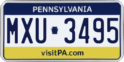 PA license plate MXU3495