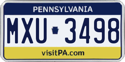 PA license plate MXU3498