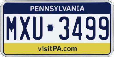 PA license plate MXU3499