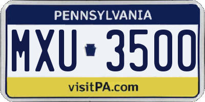 PA license plate MXU3500