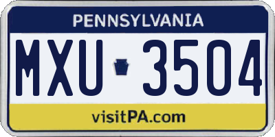 PA license plate MXU3504
