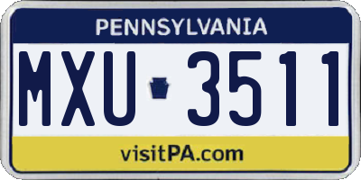 PA license plate MXU3511