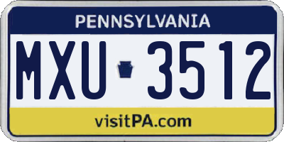 PA license plate MXU3512