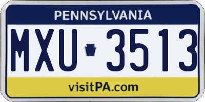 PA license plate MXU3513