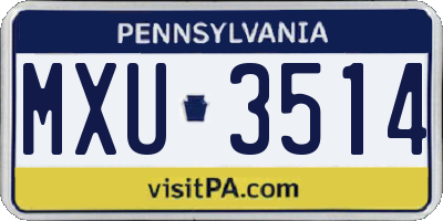 PA license plate MXU3514