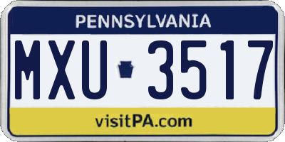 PA license plate MXU3517