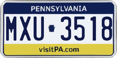 PA license plate MXU3518