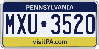 PA license plate MXU3520