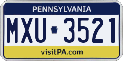 PA license plate MXU3521