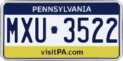 PA license plate MXU3522