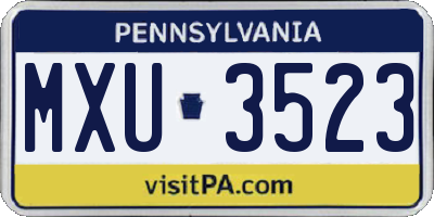 PA license plate MXU3523