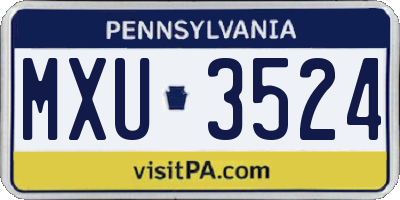 PA license plate MXU3524