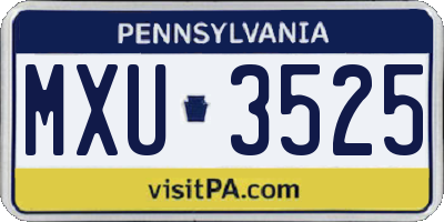PA license plate MXU3525