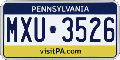PA license plate MXU3526