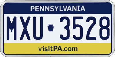PA license plate MXU3528
