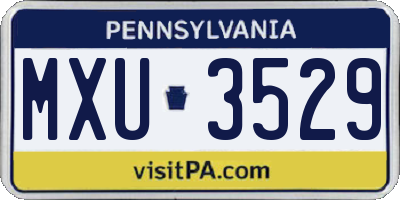 PA license plate MXU3529