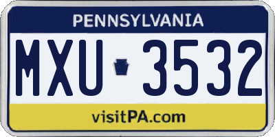 PA license plate MXU3532