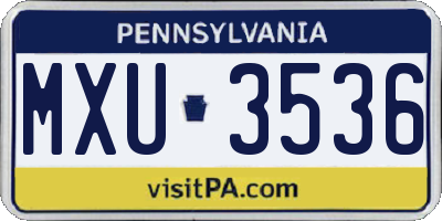 PA license plate MXU3536