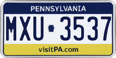 PA license plate MXU3537