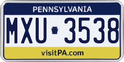 PA license plate MXU3538