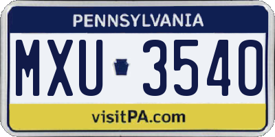 PA license plate MXU3540