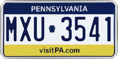 PA license plate MXU3541