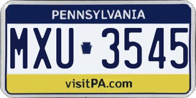 PA license plate MXU3545