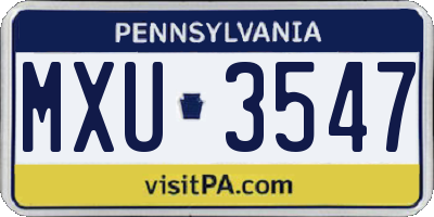 PA license plate MXU3547