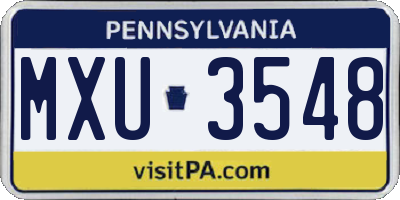 PA license plate MXU3548