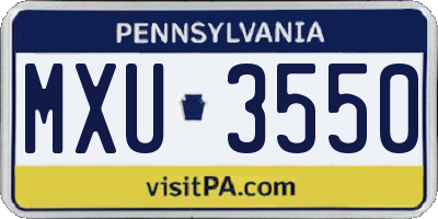 PA license plate MXU3550