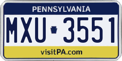 PA license plate MXU3551