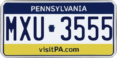 PA license plate MXU3555