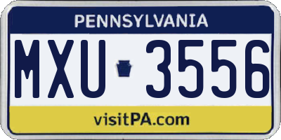 PA license plate MXU3556