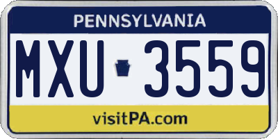 PA license plate MXU3559