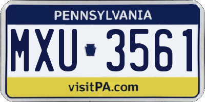 PA license plate MXU3561