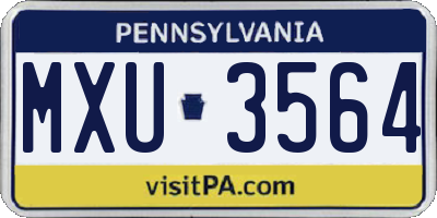 PA license plate MXU3564