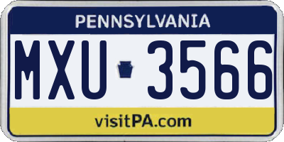 PA license plate MXU3566