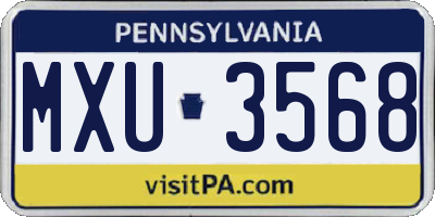 PA license plate MXU3568