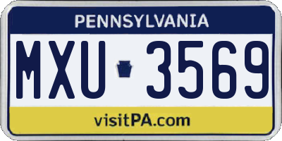 PA license plate MXU3569