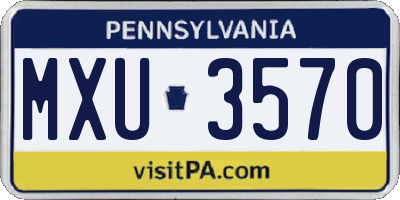 PA license plate MXU3570