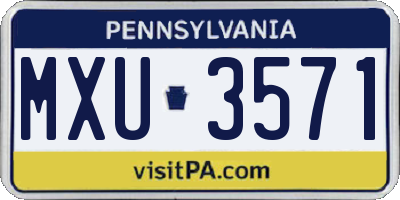 PA license plate MXU3571